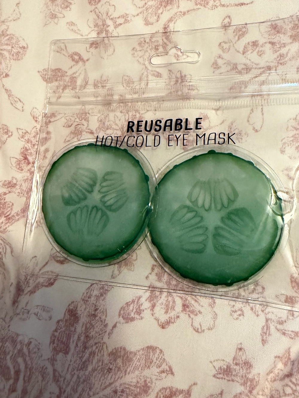 Reusable Green Hot/Cold Eye Mask Pads Cucumber theme